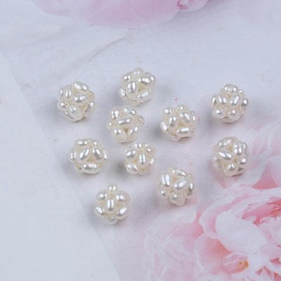 10mm Flower Ball Natural White Freshwater Rice Loose Pearls for DIY Jewelry Accessories
