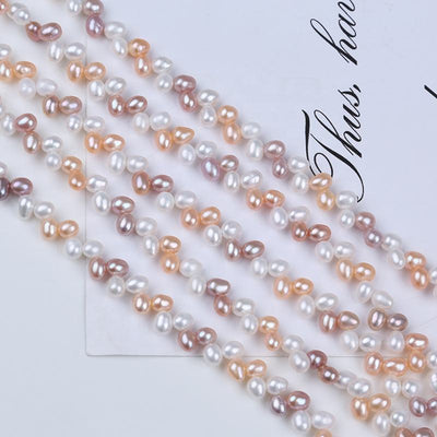 Wholesale Jewelry Making Beaded Strands 5-6mm Natural White pink Purple Mixed Color Freshwater Rice Pearl Beads