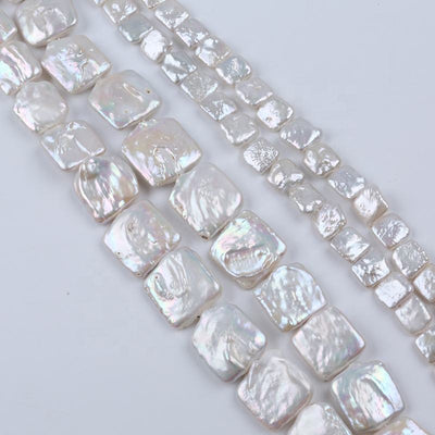 10-12mm/16-21mm Natural White Color Freshwater Loose Baroque Irregular square Shape DIY Pearl Strand Jewelry