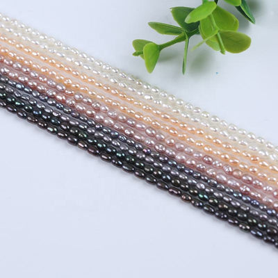 Wholesale Jewelry Making 2.5-3mm White pink Purple Gray Black Color Freshwater Pearl Rice Beads Strands