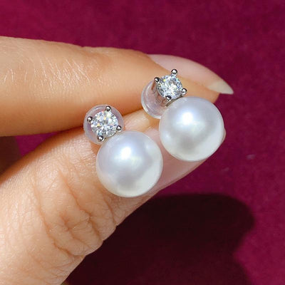 Round Freshwater Pearl Silver Earrings Women Fashion Accessories