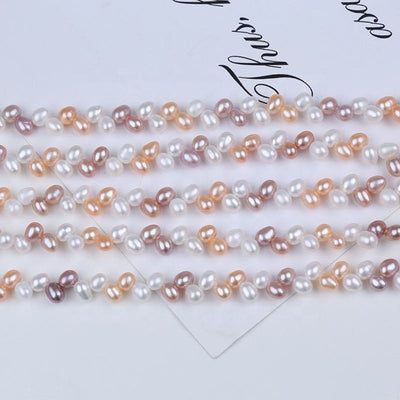 Wholesale Jewelry Making Beaded Strands 5-6mm Natural White pink Purple Mixed Color Freshwater Rice Pearl Beads