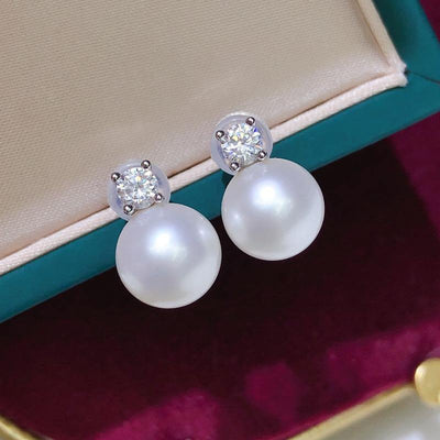 Round Freshwater Pearl Silver Earrings Women Fashion Accessories