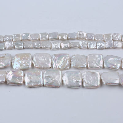 10-12mm/16-21mm Natural White Color Freshwater Loose Baroque Irregular square Shape DIY Pearl Strand Jewelry