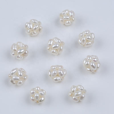 10mm Flower Ball Natural White Freshwater Rice Loose Pearls for DIY Jewelry Accessories