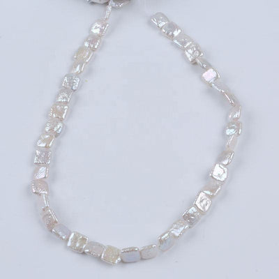 10*10mm Natural White Color Freshwater Loose Baroque Irregular square Shape DIY Pearl Strand Jewelry