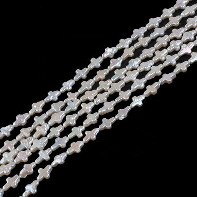 10-11mm Natural White Color Freshwater Loose Baroque Irregular Cross Shape DIY Pearl Strand Jewelry