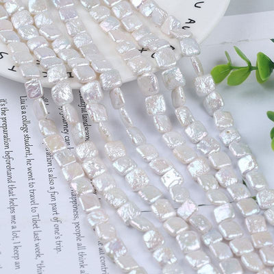 10*10mm Natural White Color Freshwater Loose Baroque Irregular square Shape DIY Pearl Strand Jewelry