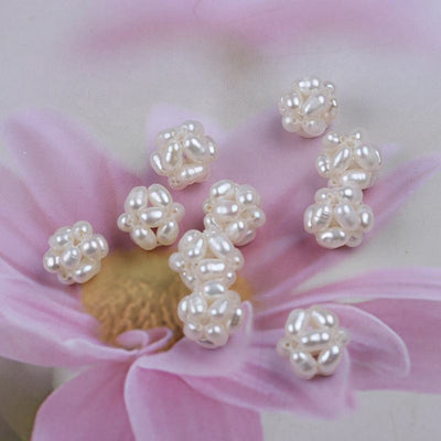 10mm Flower Ball Natural White Freshwater Rice Loose Pearls for DIY Jewelry Accessories