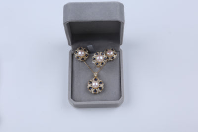 Natural Freshwater Pearl Pendant Exquisite Ring Earrings Jewelry Three-piece Set