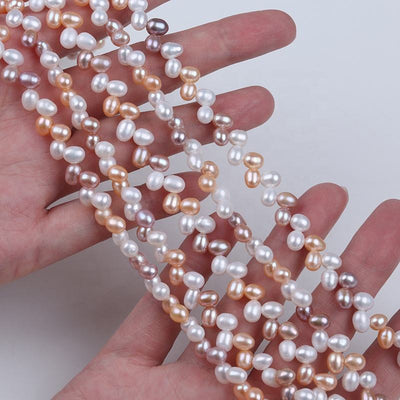 Wholesale Jewelry Making Beaded Strands 5-6mm Natural White pink Purple Mixed Color Freshwater Rice Pearl Beads