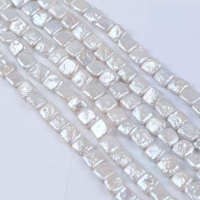 10*10mm Natural White Color Freshwater Loose Baroque Irregular square Shape DIY Pearl Strand Jewelry