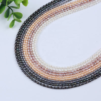 Wholesale Jewelry Making 2.5-3mm White pink Purple Gray Black Color Freshwater Pearl Rice Beads Strands