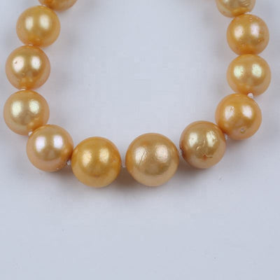 Women Bracelet 10-13mm Dyed Deep Gold Color Edison Round Freshwater Pearl Bead Design Clasp Bracelets