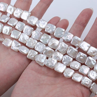 10-12mm/16-21mm Natural White Color Freshwater Loose Baroque Irregular square Shape DIY Pearl Strand Jewelry