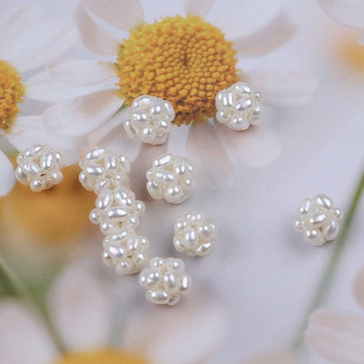 10mm Flower Ball Natural White Freshwater Rice Loose Pearls for DIY Jewelry Accessories