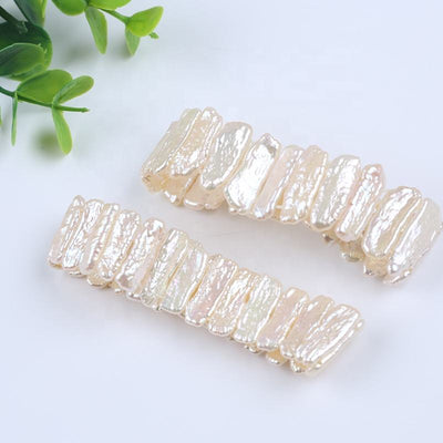 Women Bracelet Natural White Pink Pur[ple Color Freshwater Biwa Pearl Bead Design Bracelets