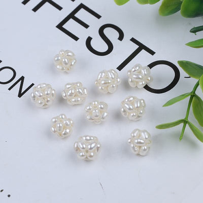 10mm Flower Ball Natural White Freshwater Rice Loose Pearls for DIY Jewelry Accessories