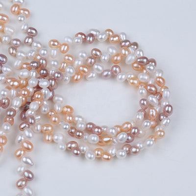 Wholesale Jewelry Making Beaded Strands 5-6mm Natural White pink Purple Mixed Color Freshwater Rice Pearl Beads