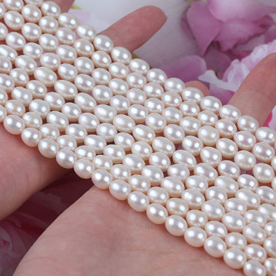 Kinds of Size White Oval Rice Shape Freshwater Loose Beads for DIY Jewelry Making
