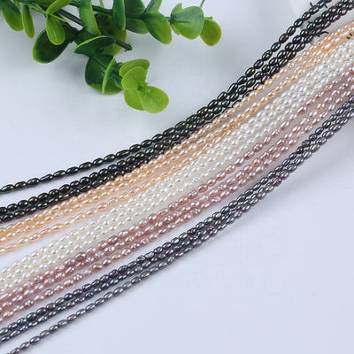 Wholesale Jewelry Making 2.5-3mm White pink Purple Gray Black Color Freshwater Pearl Rice Beads Strands