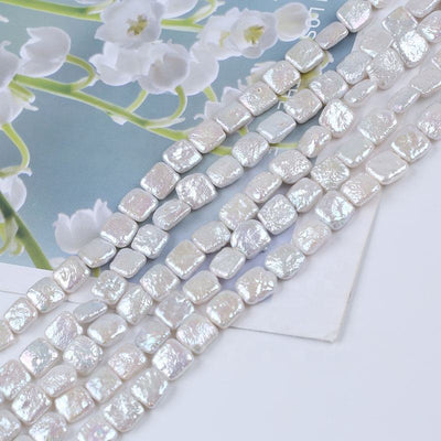 10*10mm Natural White Color Freshwater Loose Baroque Irregular square Shape DIY Pearl Strand Jewelry