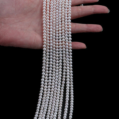 Hot Sale 4-4.5mm Natural White Akyoa Round Freshwater Loose Pearl Beads for Women DIY Accessories