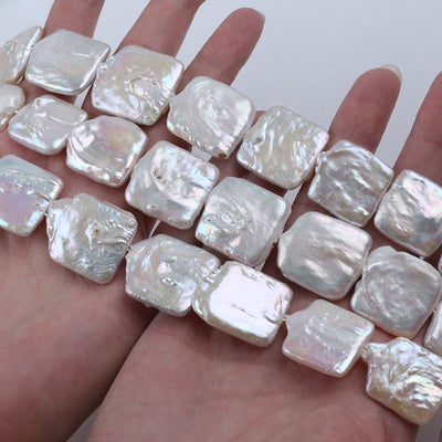 10-12mm/16-21mm Natural White Color Freshwater Loose Baroque Irregular square Shape DIY Pearl Strand Jewelry