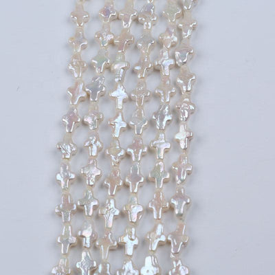 10-11mm Natural White Color Freshwater Loose Baroque Irregular Cross Shape DIY Pearl Strand Jewelry