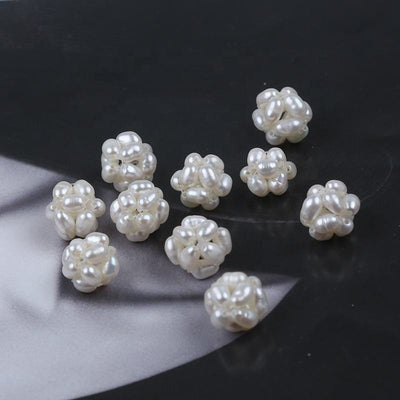 10mm Flower Ball Natural White Freshwater Rice Loose Pearls for DIY Jewelry Accessories