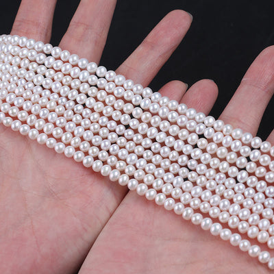 Hot Sale 4-4.5mm Natural White Akyoa Round Freshwater Loose Pearl Beads for Women DIY Accessories
