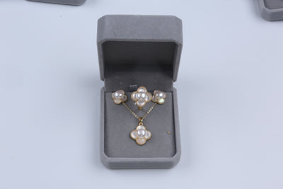 Natural Freshwater Pearl Pendant Exquisite Ring Earrings Jewelry Three-piece Set