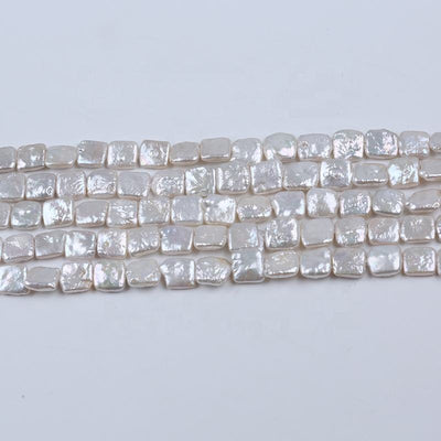 10-12mm/16-21mm Natural White Color Freshwater Loose Baroque Irregular square Shape DIY Pearl Strand Jewelry