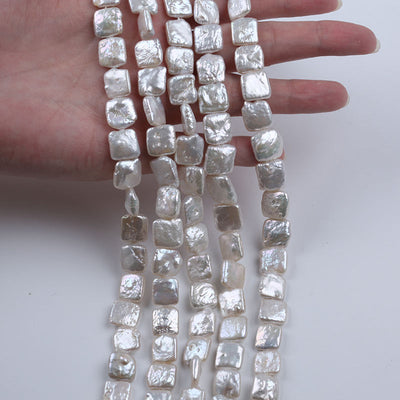 10-12mm/16-21mm Natural White Color Freshwater Loose Baroque Irregular square Shape DIY Pearl Strand Jewelry