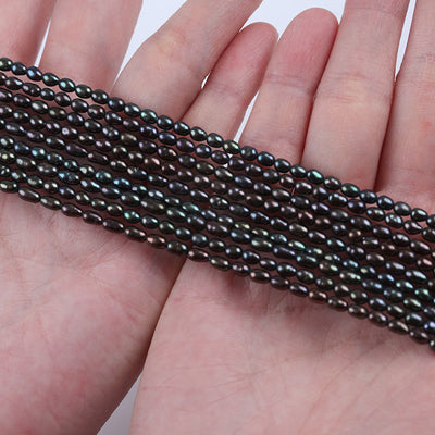 Wholesale Jewelry Making 2.5-3mm White pink Purple Gray Black Color Freshwater Pearl Rice Beads Strands
