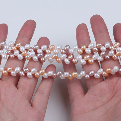 Wholesale Jewelry Making Beaded Strands 5-6mm Natural White pink Purple Mixed Color Freshwater Rice Pearl Beads