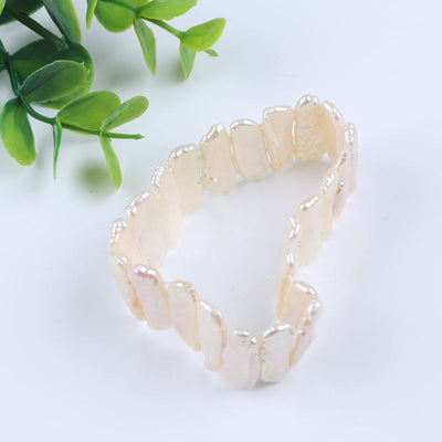 Women Bracelet Natural White Pink Pur[ple Color Freshwater Biwa Pearl Bead Design Bracelets