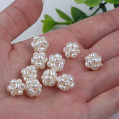 10mm Flower Ball Natural White Freshwater Rice Loose Pearls for DIY Jewelry Accessories
