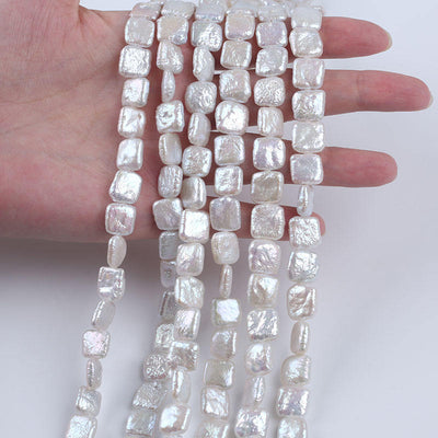 10*10mm Natural White Color Freshwater Loose Baroque Irregular square Shape DIY Pearl Strand Jewelry