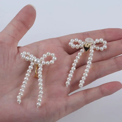 Women Fine Jewelry Natural White Color Potato Freshwater Pearl 925 Silver Ear Clip Earrings