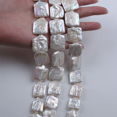10-12mm/16-21mm Natural White Color Freshwater Loose Baroque Irregular square Shape DIY Pearl Strand Jewelry