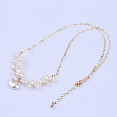 Trendy Jewelry Gold Plated Chain Fashion Custom Shape Heart Star Moon Freshwater Pearl Pendant Necklace