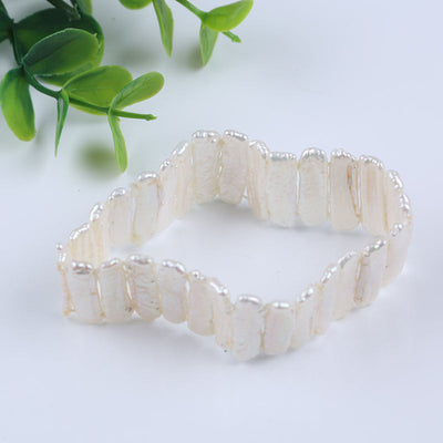 Women Bracelet Natural White Pink Pur[ple Color Freshwater Biwa Pearl Bead Design Bracelets