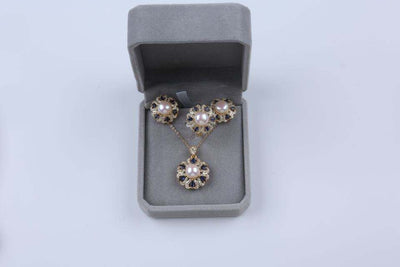 Natural Freshwater Pearl Pendant Exquisite Ring Earrings Jewelry Three-piece Set