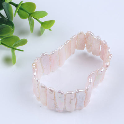 Women Bracelet Natural White Pink Pur[ple Color Freshwater Biwa Pearl Bead Design Bracelets