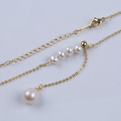 New Fashion Female Rice Potato Freshwater Pearl Fishtail Shell Gold Plated Butterfly Accessories Chain Necklace