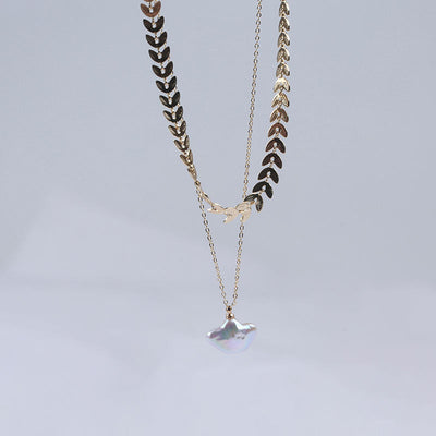 Trendy Jewelry Gold Plated Chain Fashion Custom Shape Heart Star Moon Freshwater Pearl Pendant Necklace