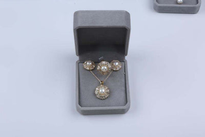 Natural Freshwater Pearl Pendant Exquisite Ring Earrings Jewelry Three-piece Set