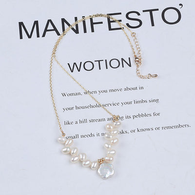 Trendy Jewelry Gold Plated Chain Fashion Custom Shape Heart Star Moon Freshwater Pearl Pendant Necklace