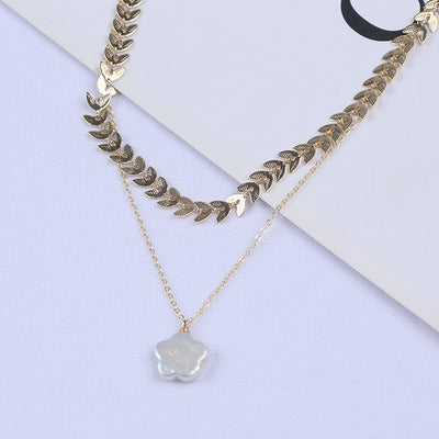 Trendy Jewelry Gold Plated Chain Fashion Custom Shape Heart Star Moon Freshwater Pearl Pendant Necklace